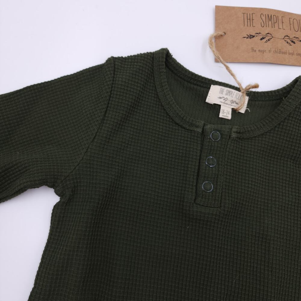 The Simple Folk The Waffle Top in Olive Size 18/24 Months - Picture 4 of 8